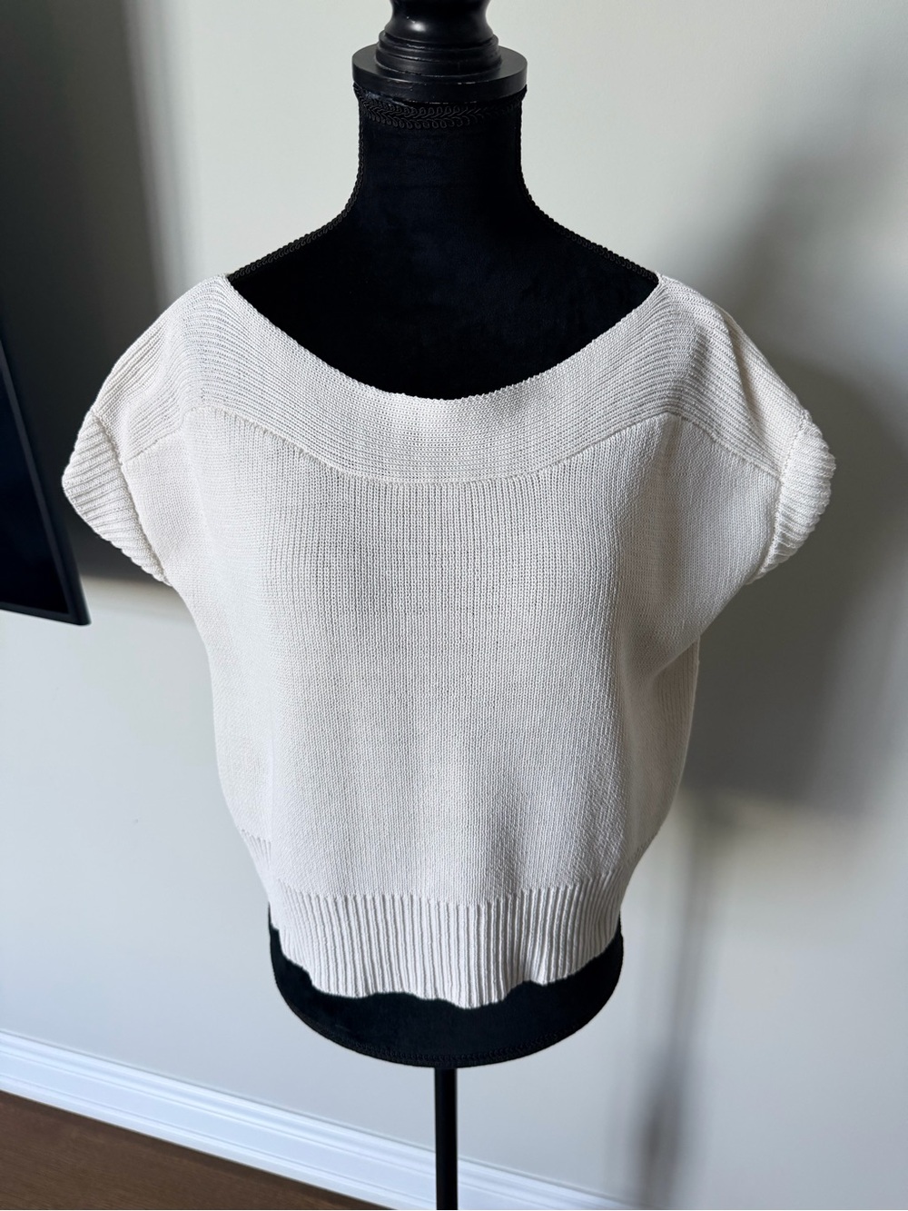 KATE SPADE SATURDAY Knit white Boxy Short Sleeve Shirt Top Size Small